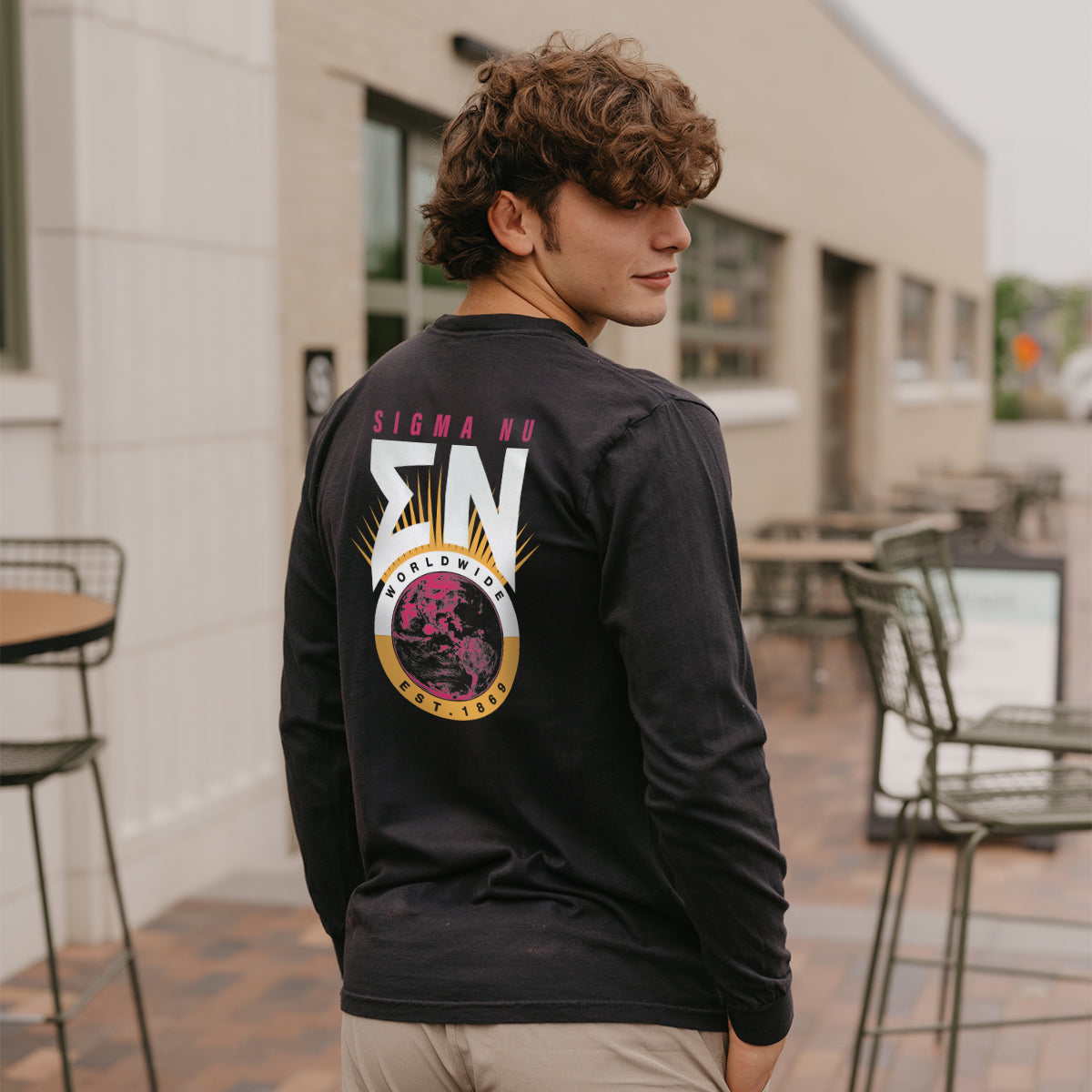 New! Sigma Nu Retro Worldwide Long Sleeve Tee