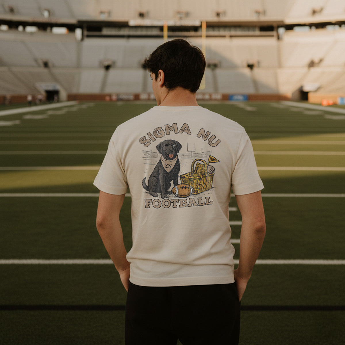 Sigma Nu fraternity merch, Comfort Colors Linebacker Lab Short Sleeve Tee.