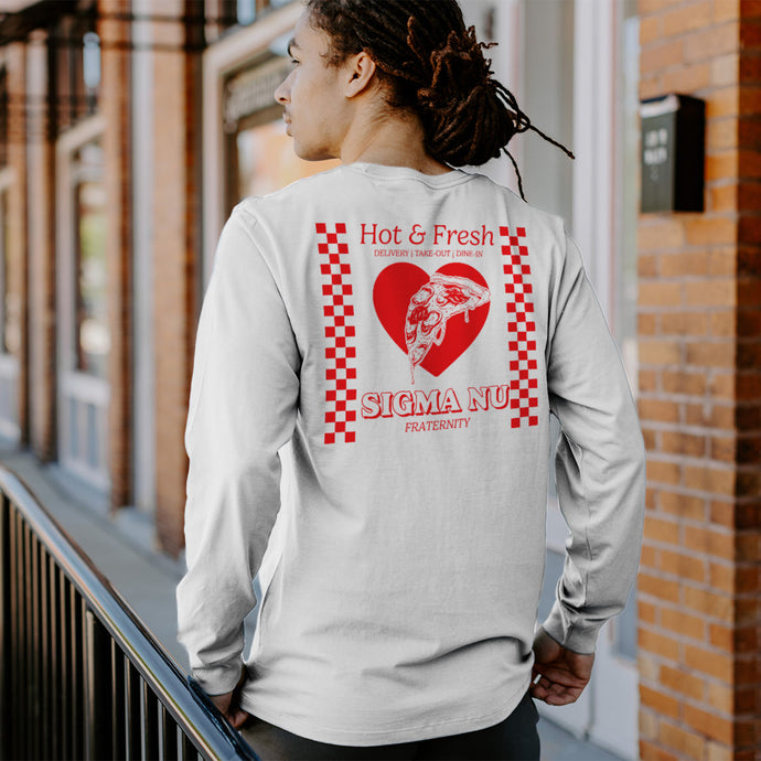 Sigma Nu Hot and Fresh Pizza Long Sleeve Tee