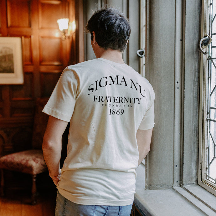 Sigma Nu fraternity short sleeve t-shirt.