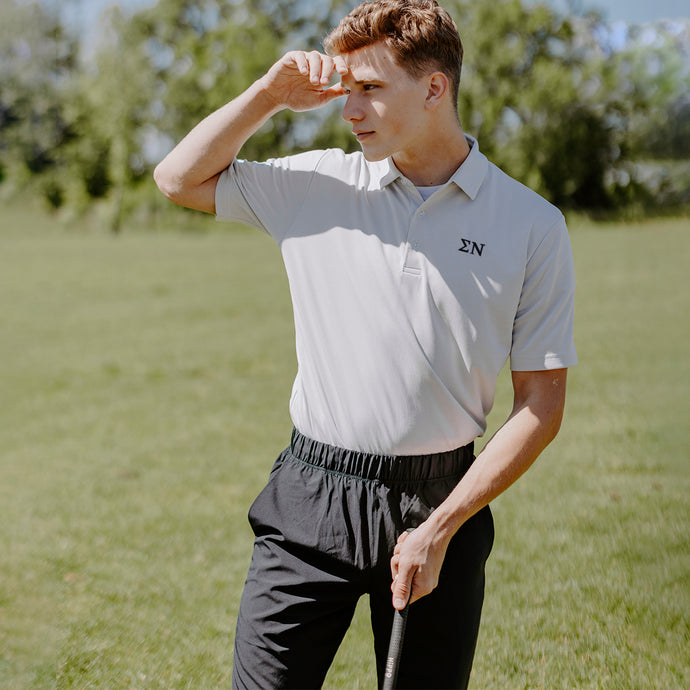 Sigma Nu White Callaway Greek Letter Golf Polo