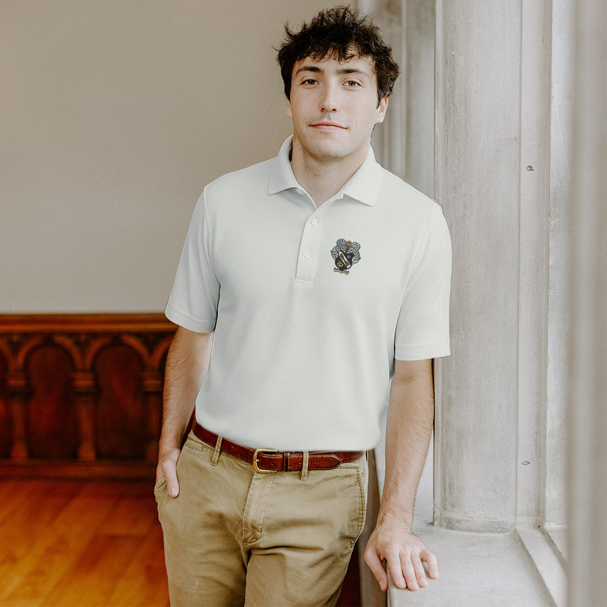 Sigma Nu White Callaway Crest Polo