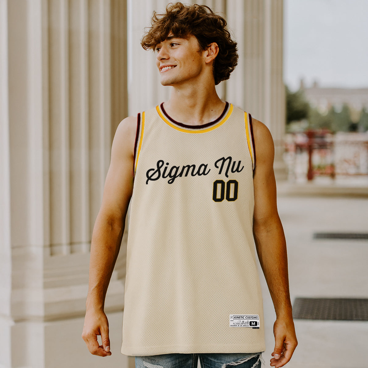 Sigma Nu sublimated fraternity basketball jersey.