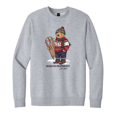 Heather grey crewneck with fraternity design