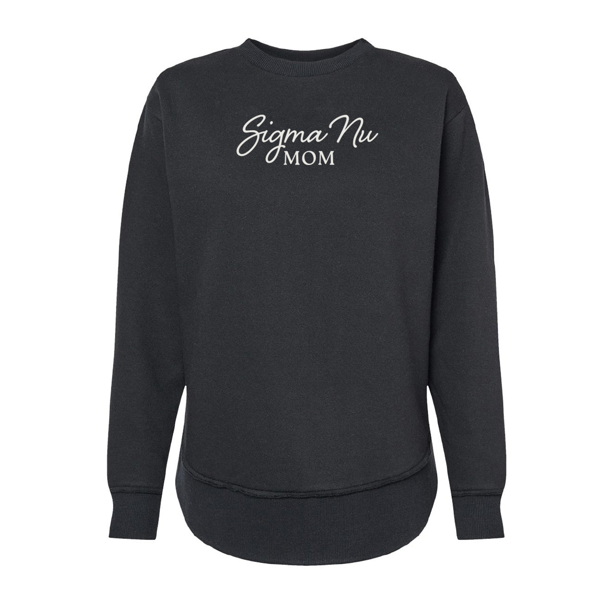 New! Sigma Nu Curved Hem Mom Crewneck
