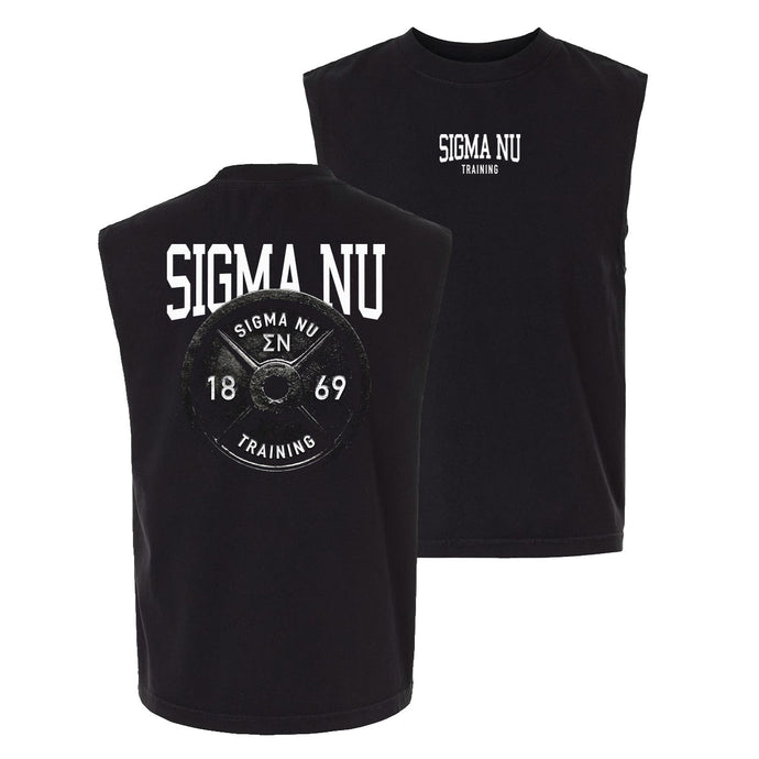 Black cut off tank top with fraternity design