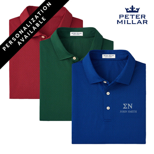 Sigma Nu Personalized Peter Millar Tesseract Patterned Polo With Greek Letters