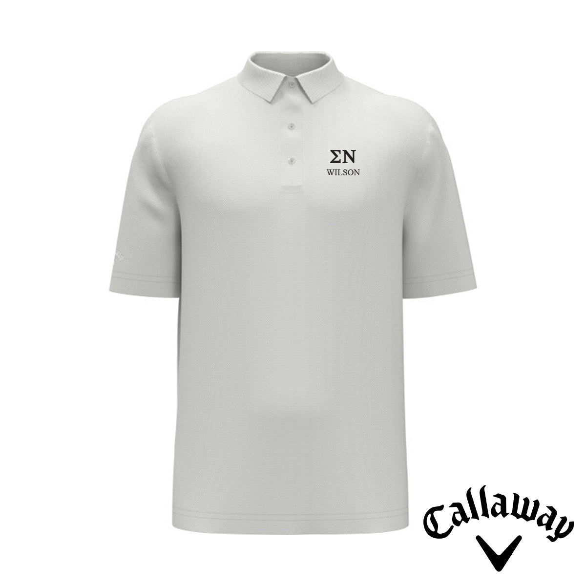 Sigma Nu White Callaway Greek Letter Golf Polo
