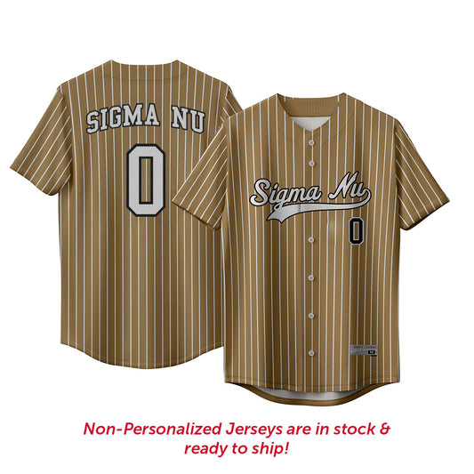 Sigma Nu Pinstripe Baseball Jersey.