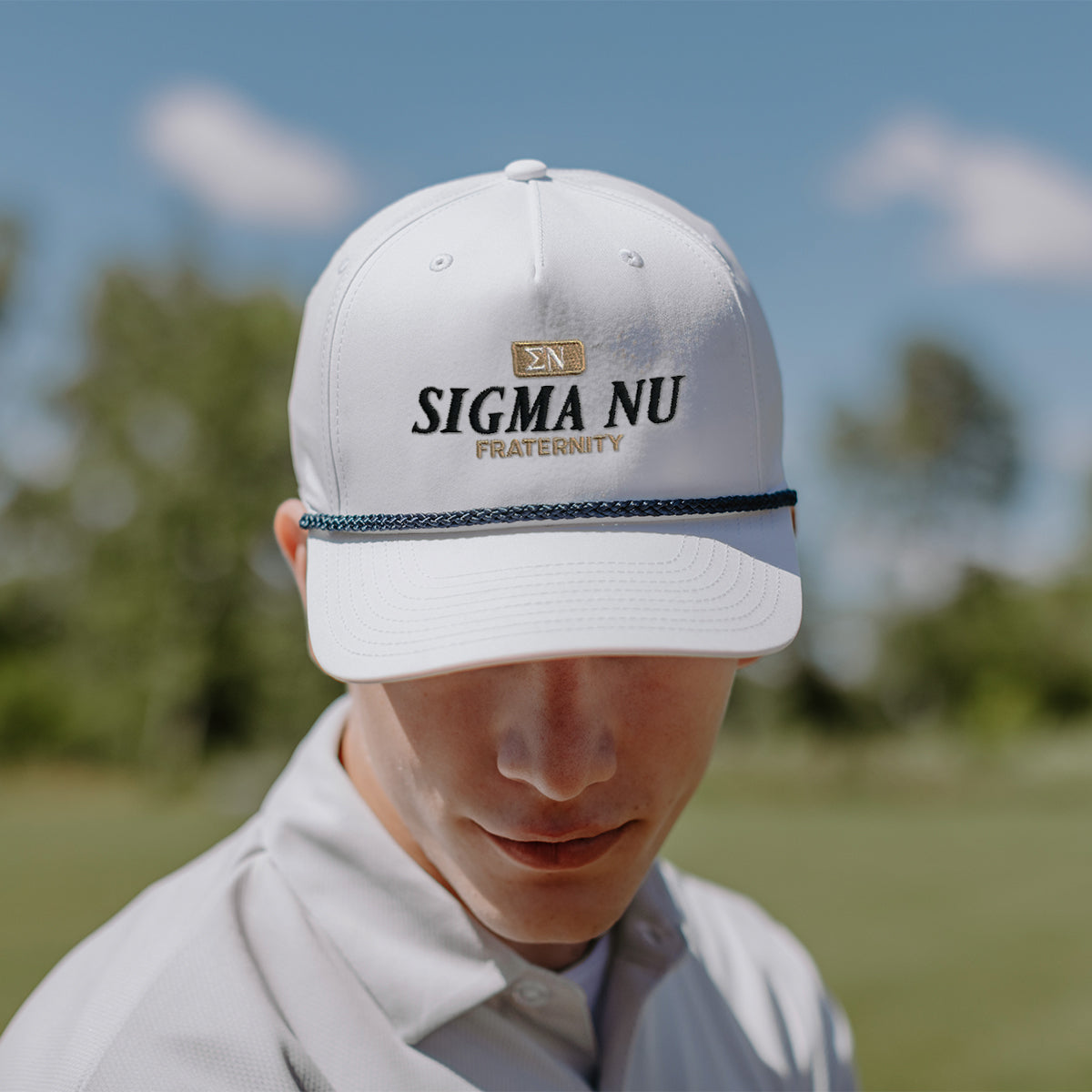 New! Sigma Nu White Richardson Rope Hat