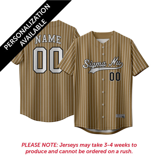 Sigma Nu Pinstripe Baseball Jersey.
