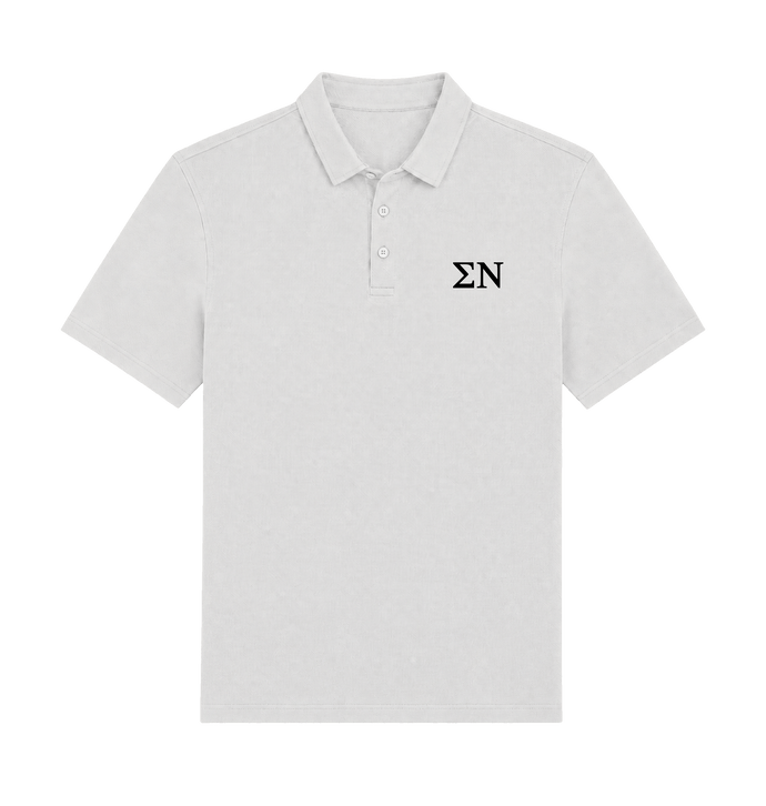 Bright White Silver Polo Shirt Front