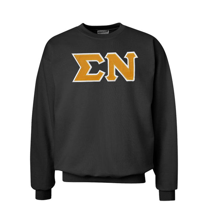 Sigma Nu Black Crew Neck Sweatshirt with Sewn On Letters