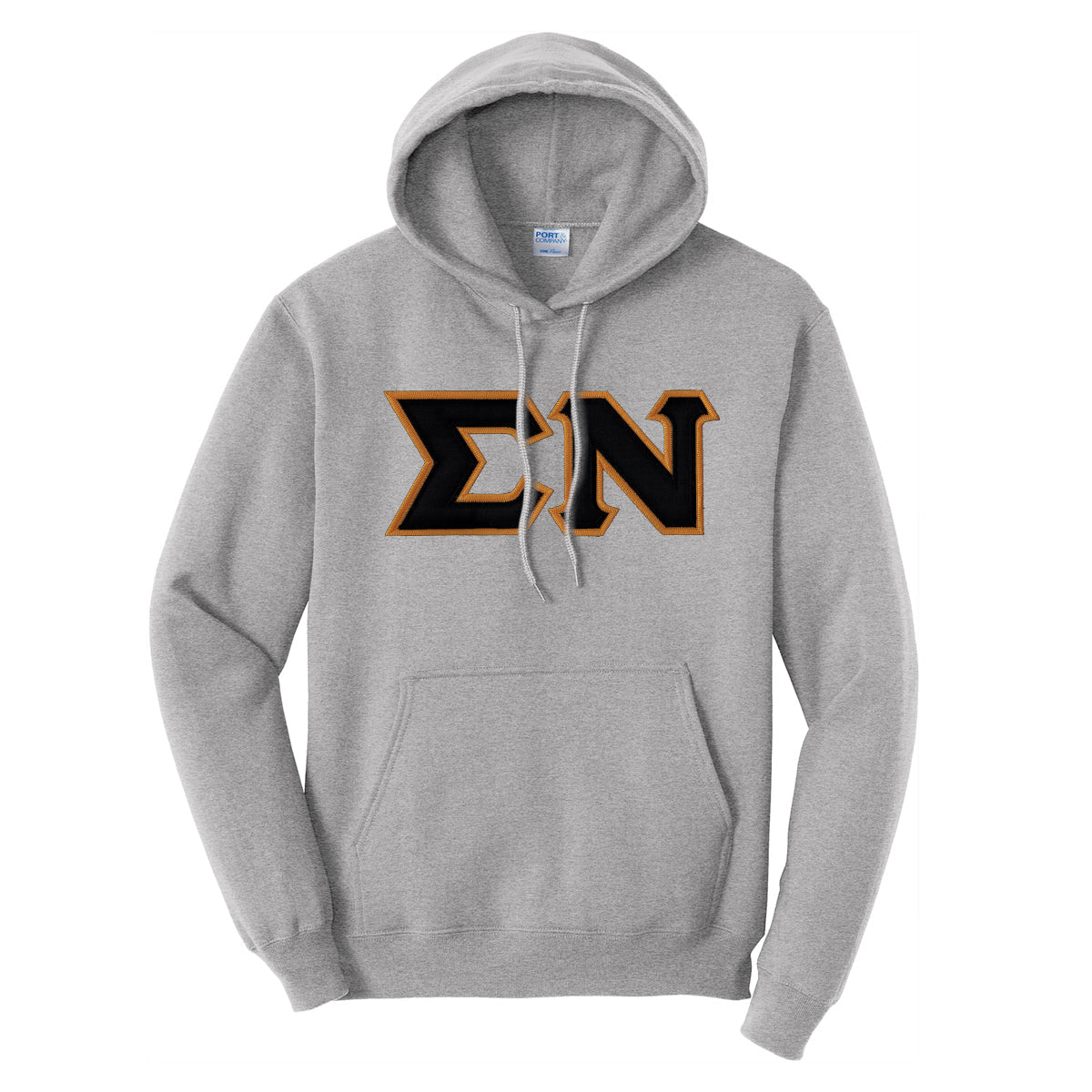 Sigma Nu Heather Gray Hoodie With Sewn On Letters