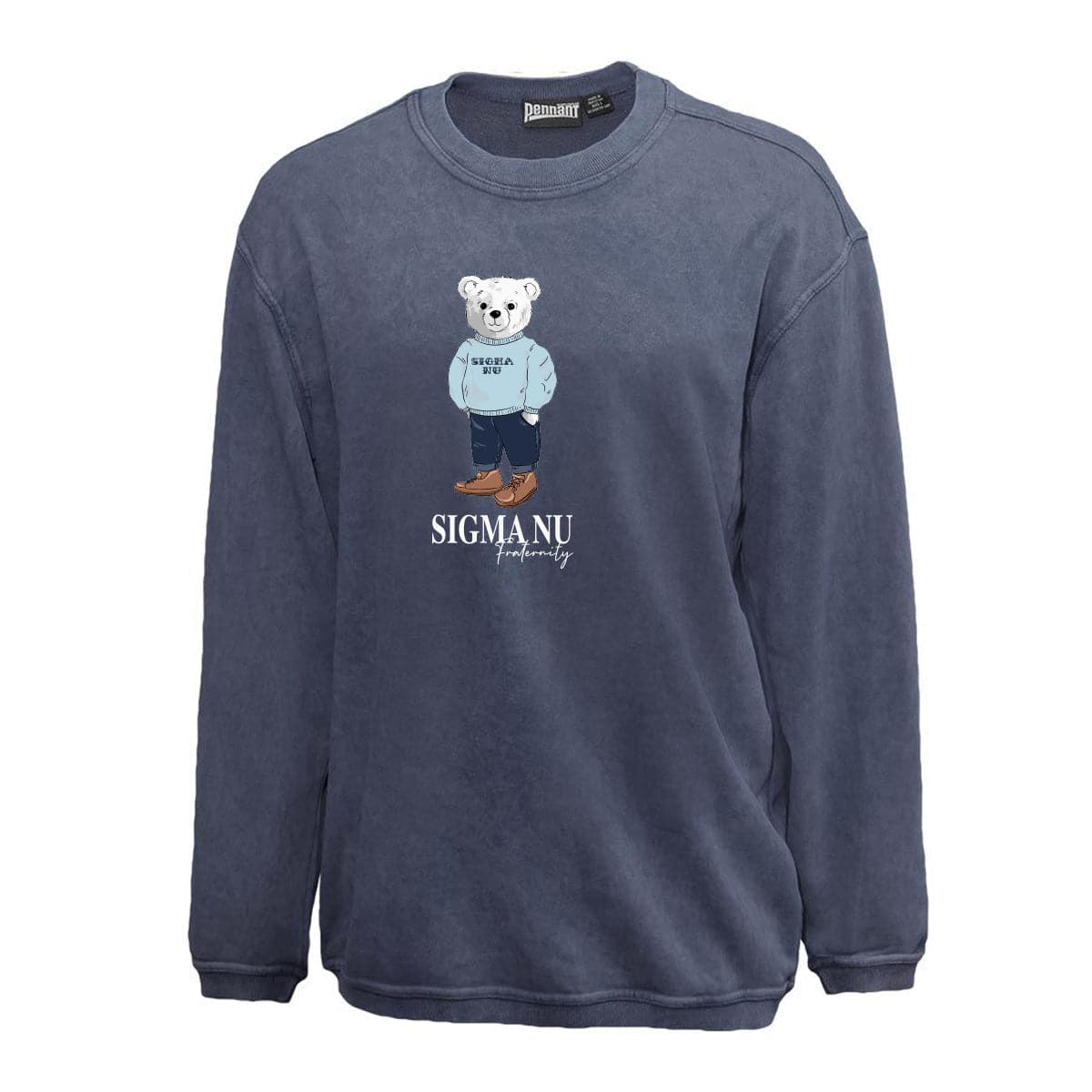 Sigma Nu Navy Sandwash Bear Crewneck