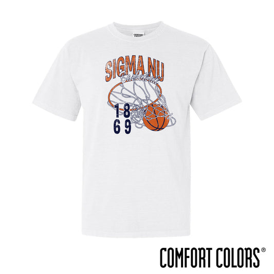 New! Sigma Nu Comfort Colors Retro Basketball Short Sleeve Tee