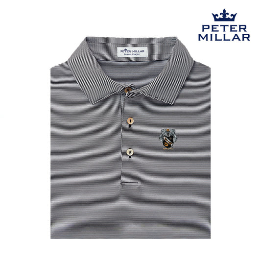 Sigma Nu Peter Millar Jubilee Stripe Stretch Polo with Crest