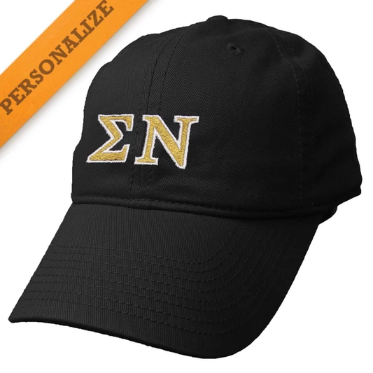 Sigma Nu Personalized Black Hat | Sigma Nu | Headwear > Billed hats