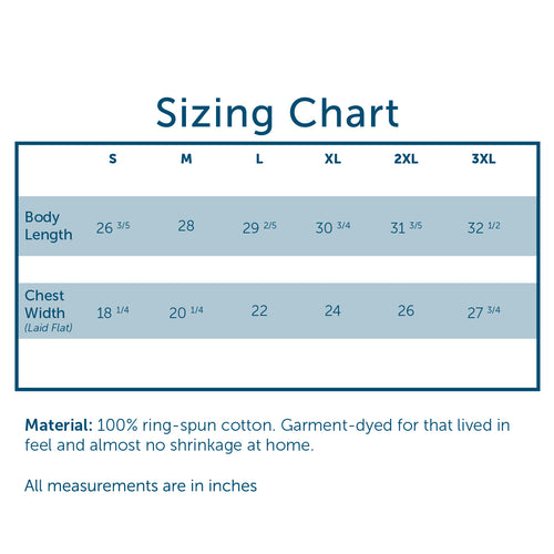 Comfort Colors Size Chart
