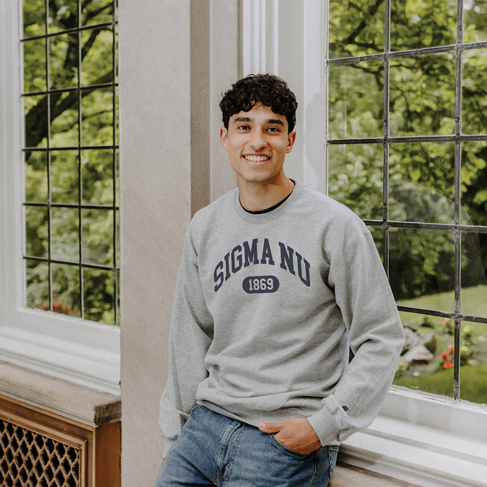 Sigma Nu  gray fraternity Champion Collegiate Crewneck