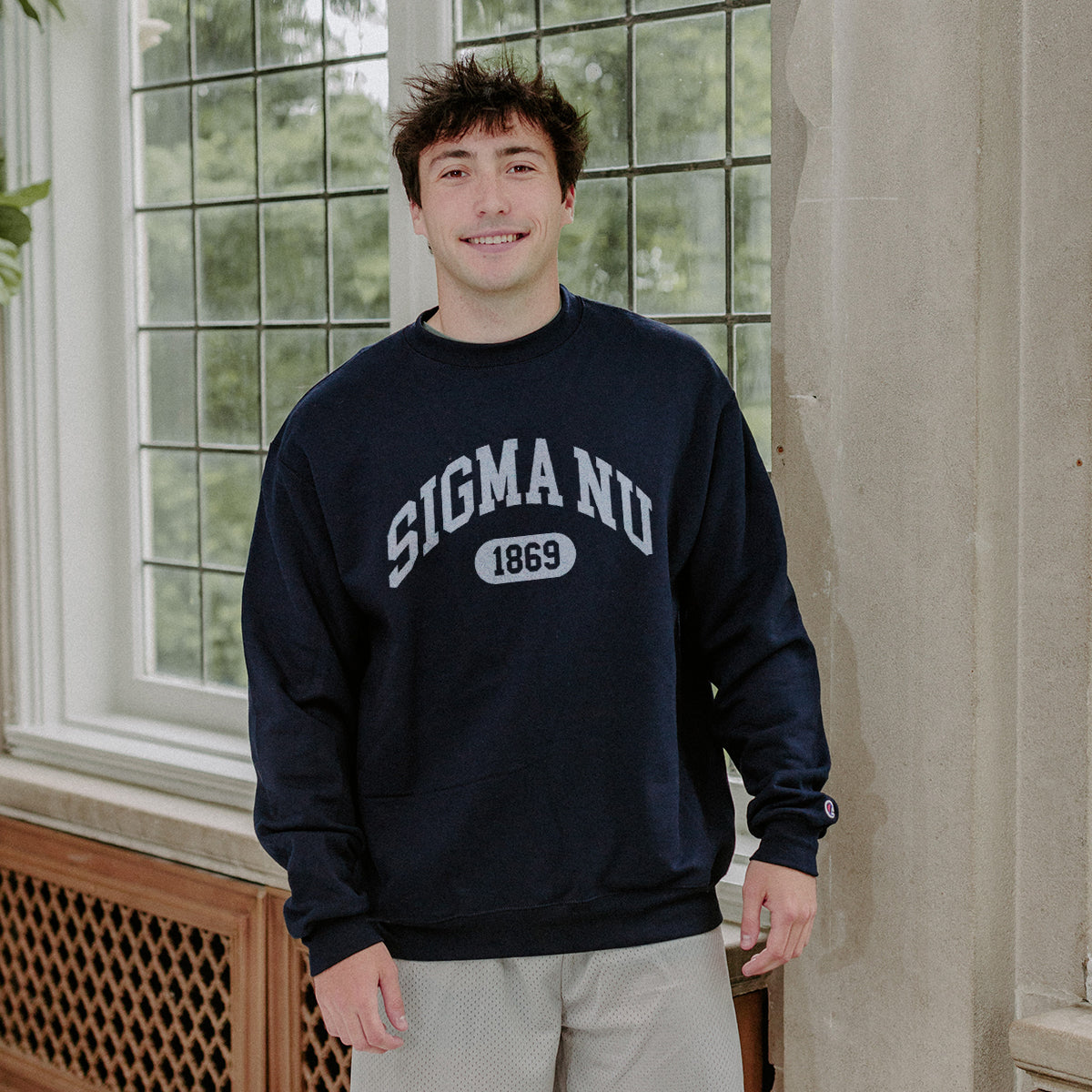 Sigma Nu Navy Greek Champion Collegiate Crewneck