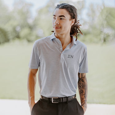 Sigma Nu Personalized Johnnie-O Heather Grey Polo