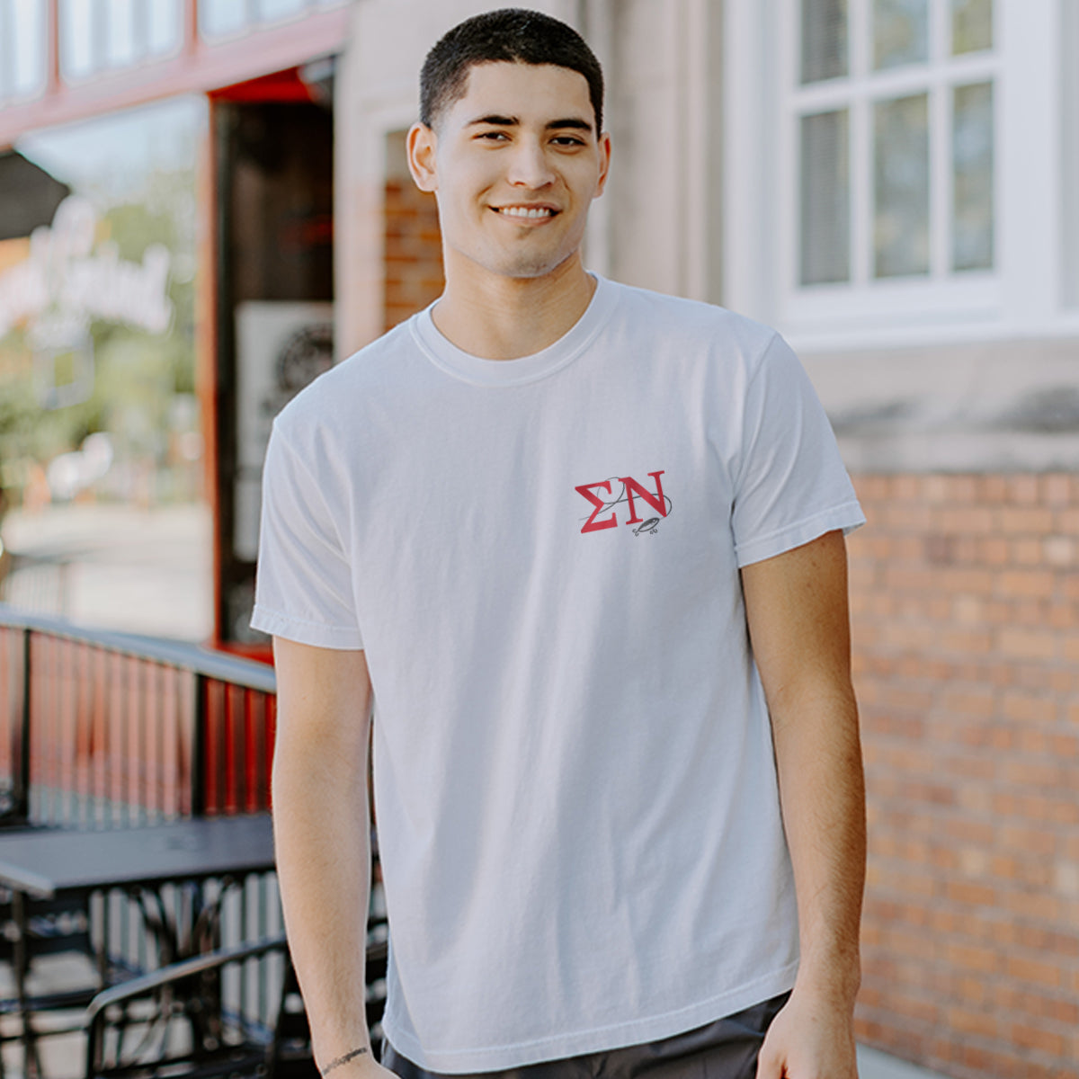 Sigma Nu fraternity merch, Reel Good Time Comfort Colors Short Sleeve Tee.