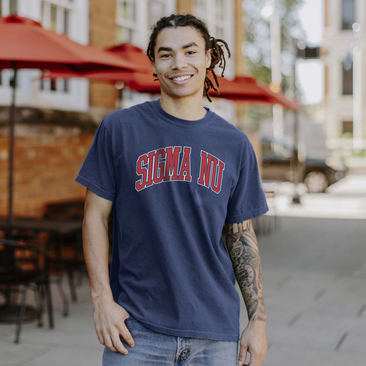 New! Sigma Nu Navy Varsity Short Sleeve Tee