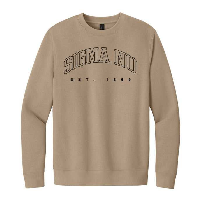 Neutral tan crewneck with fraternity design