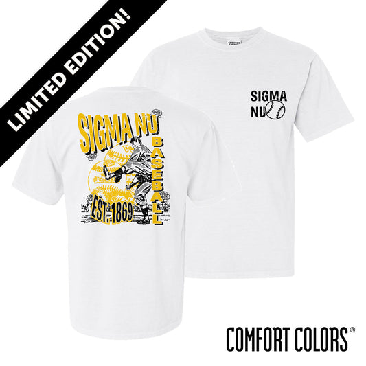New! Sigma Nu Comfort Colors Throwback Throwers Short Sleeve Tee