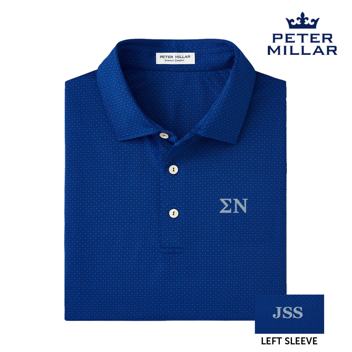 Sigma Nu Personalized Peter Millar Tesseract Patterned Polo With Greek Letters