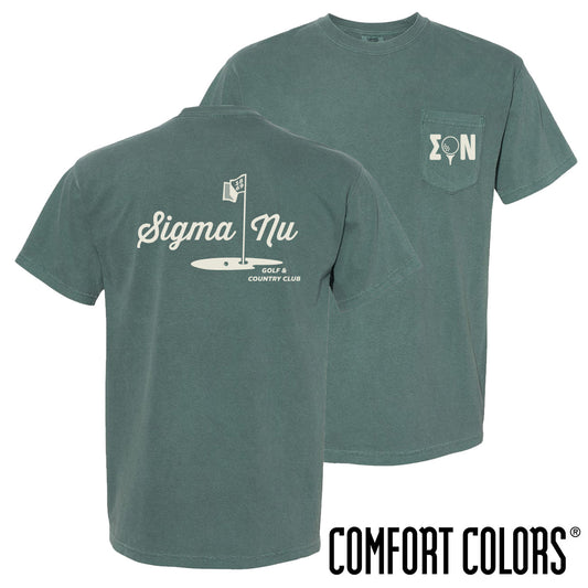 New! Sigma Nu Comfort Colors Par For The Course Short Sleeve Tee
