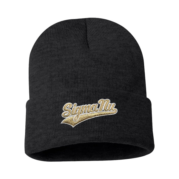 Sigma Black Beanie Hat Sigma Kappa Beanie Black Knit Adult Size Cap Embroidered  main image 3
