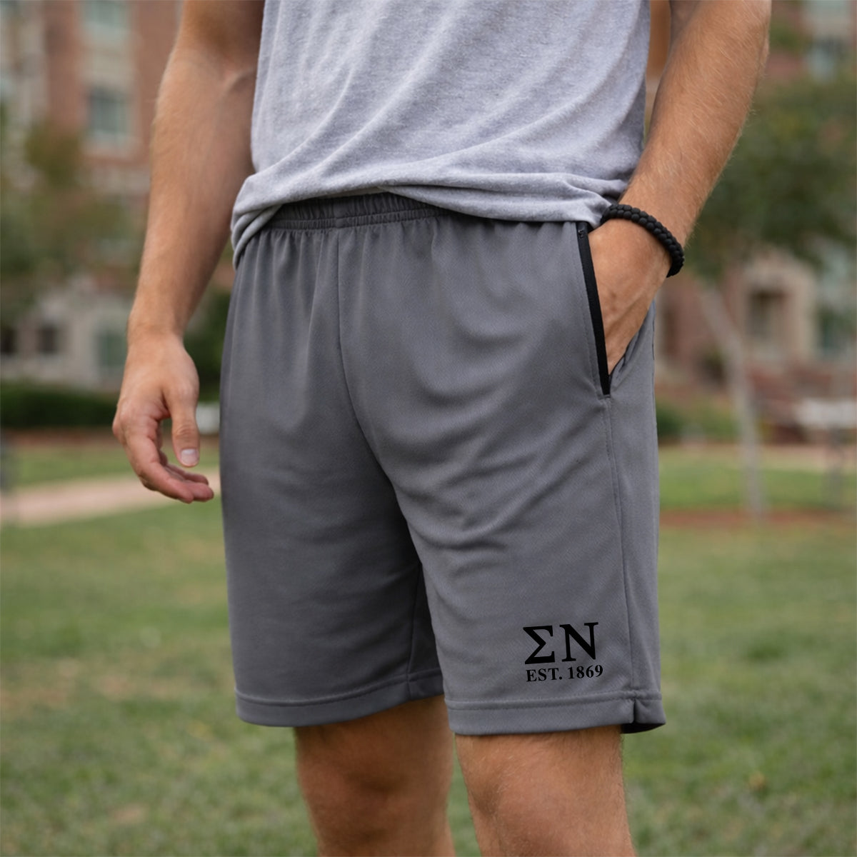 Sigma Nu 7in Grey Pocketed Shorts