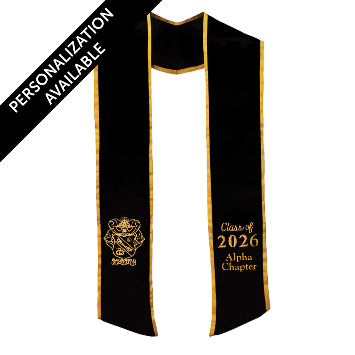 New! Sigma Nu Personalized Trimmed Graduation Stole with Embroidered Crest