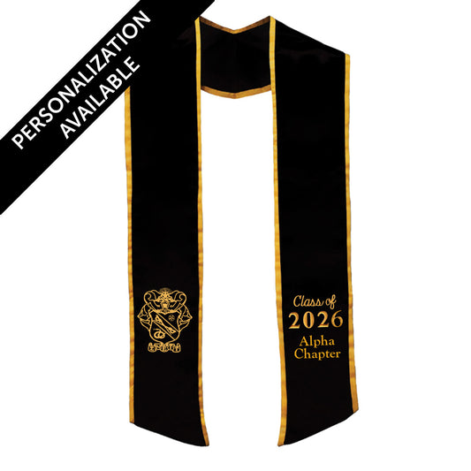 New! Sigma Nu Personalized Trimmed Graduation Stole with Embroidered Crest