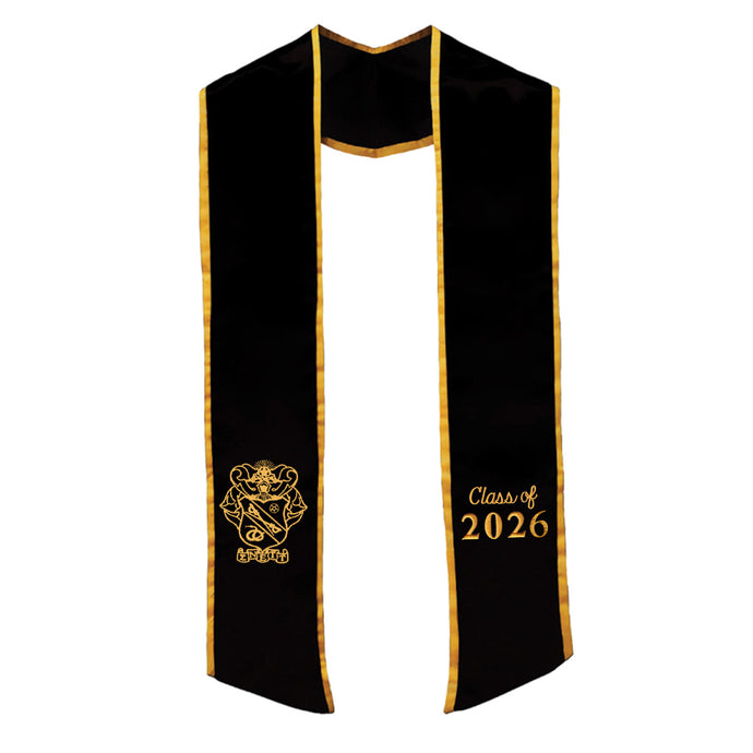 Sigma Nu Trimmed Graduation Stole with Embroidered Crest