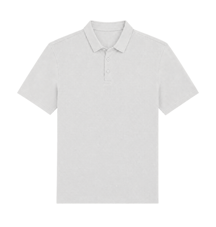 Bright White Silver Polo Shirt Front