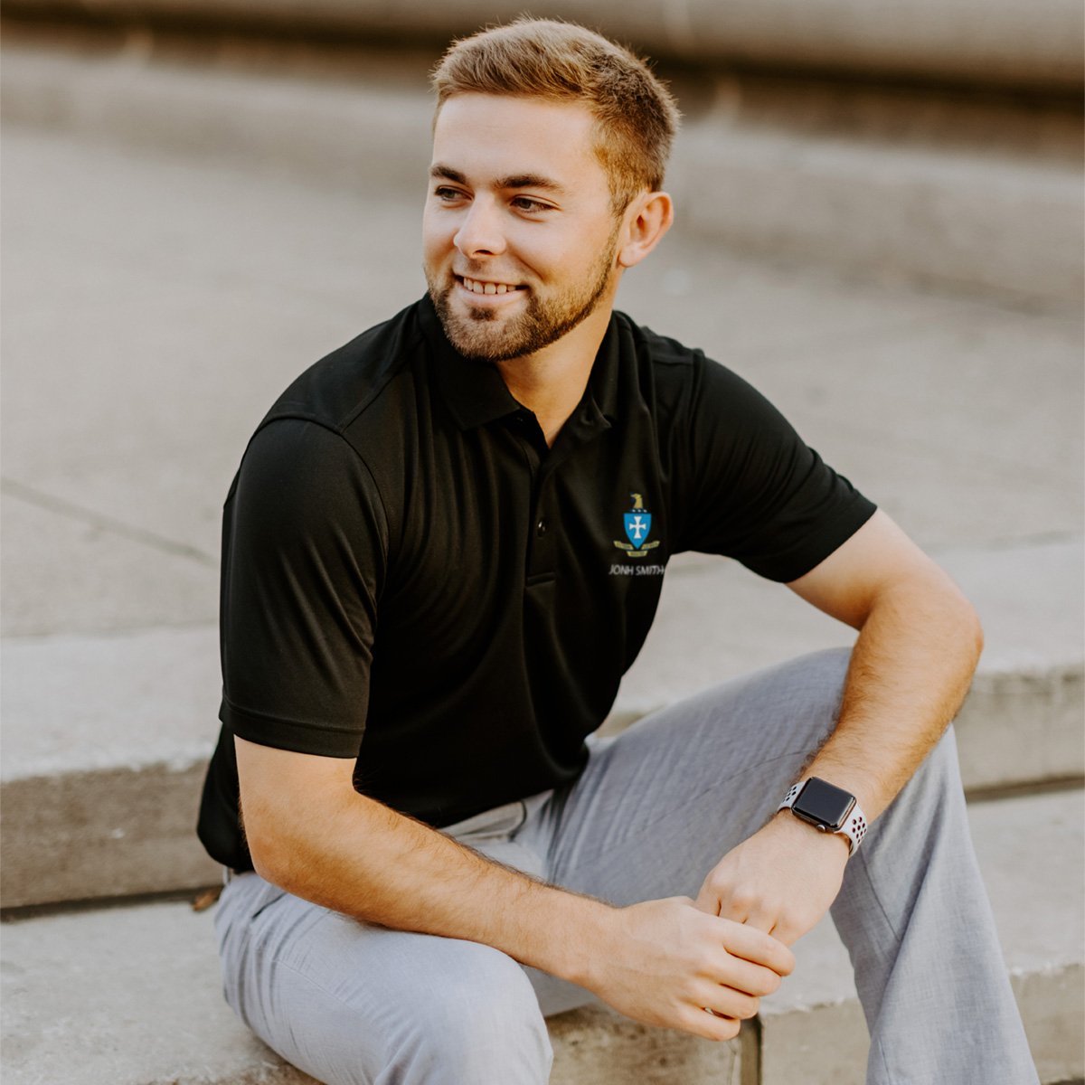 Personalized Sigma Nu Crest Black Performance Polo | Sigma Nu | Shirts > Short sleeve polo shirts