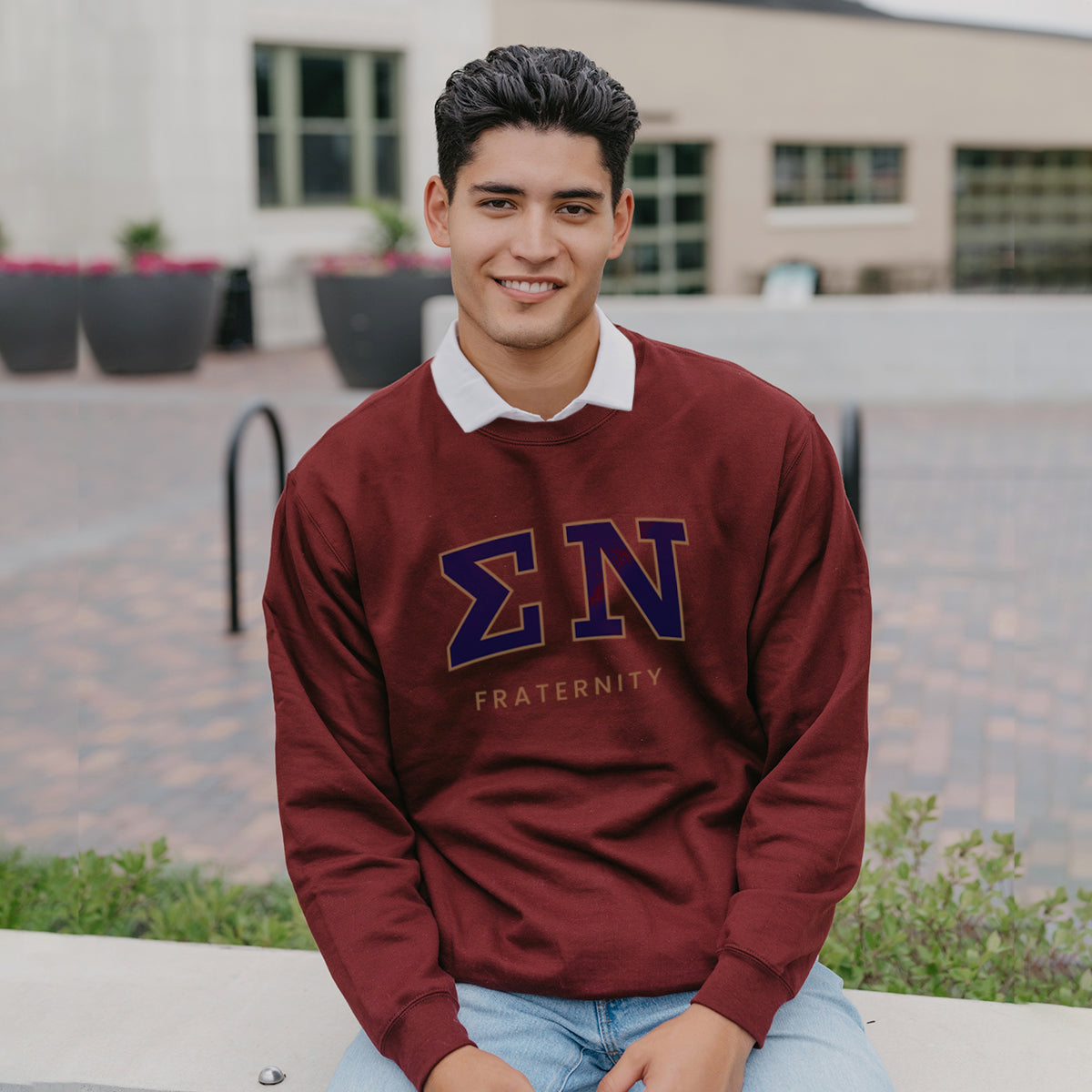 Sigma Nu Maroon Old School Crewneck