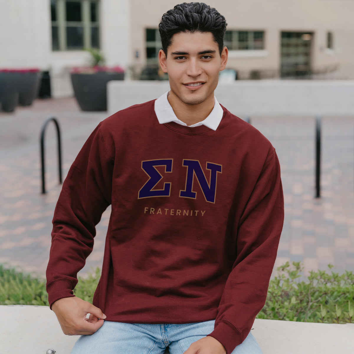 Sigma Nu Maroon Old School Crewneck