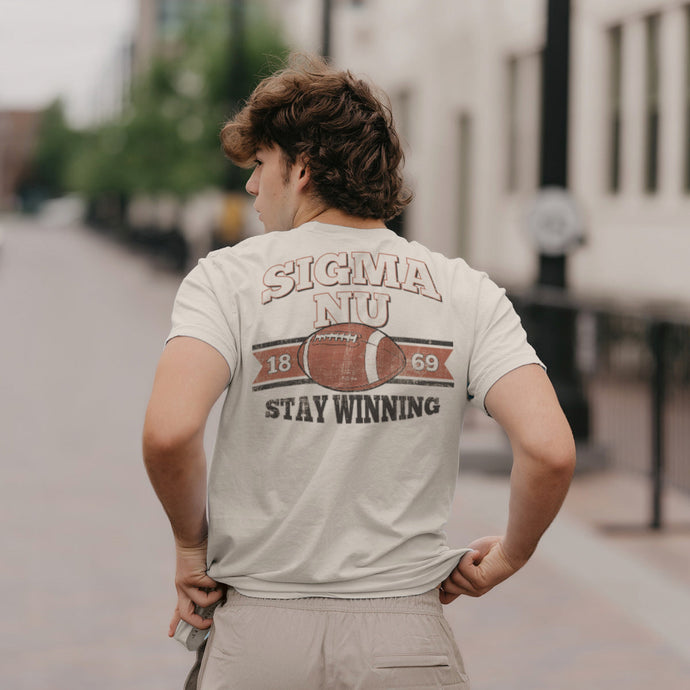 Sigma Nu Stay Winning Football Short Sleeve Tee
