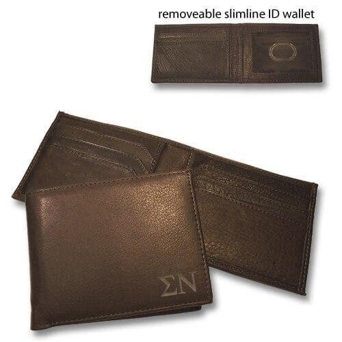 Sigma Nu Brown Bi-Fold Greek Letter Wallet | Sigma Nu | Bags > Wallets