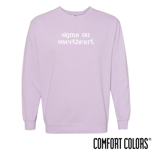 New! Sigma Nu Comfort Colors Purple Sweetheart Crewneck | Sigma Nu | Sweatshirts > Crewneck sweatshirts