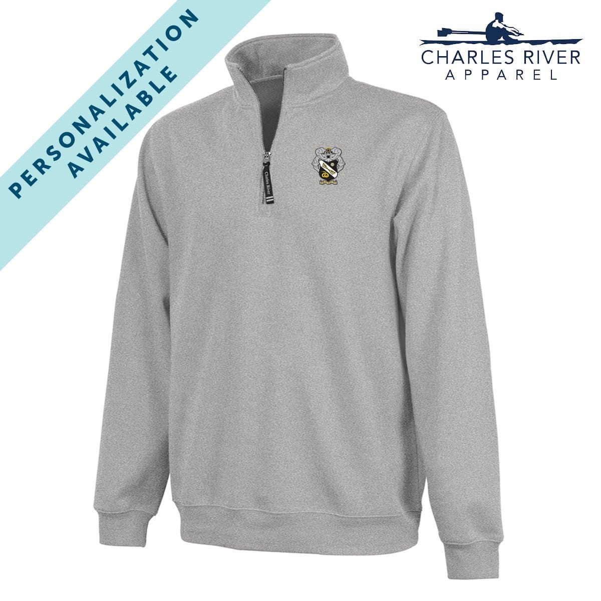 Sigma Nu Embroidered Crest Gray Quarter Zip | Sigma Nu | Sweatshirts > 1/4 zip sweatshirts