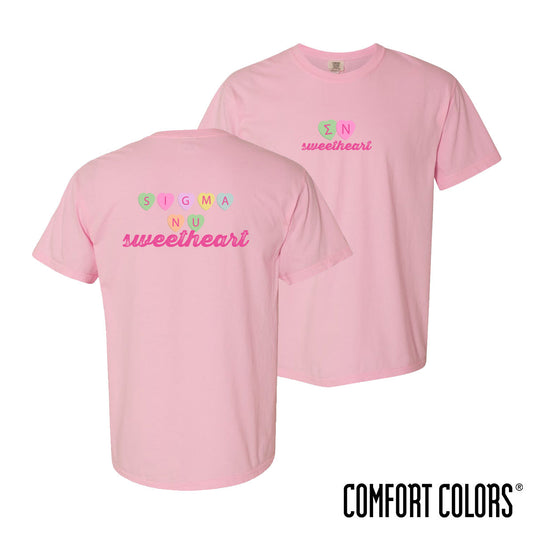 New! Sigma Nu Comfort Colors Candy Hearts Short Sleeve Tee