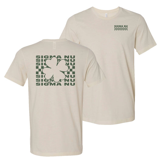 Sigma Nu Natural Clover Checker Short Sleeve Tee