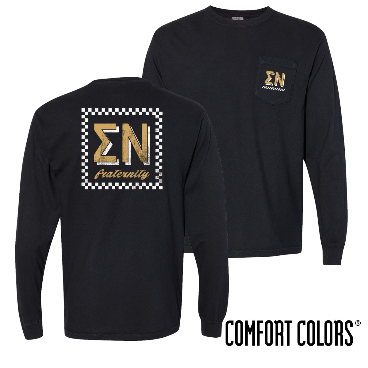 Sigma Nu Comfort Colors Feeling Retro Black Long Sleeve Tee