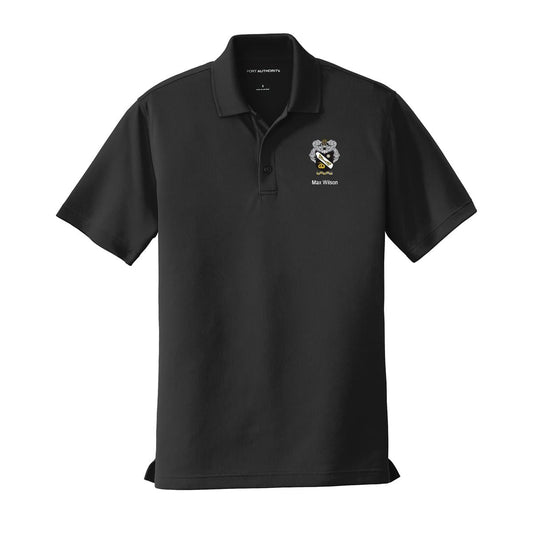 Personalized Sigma Nu Crest Black Performance Polo | Sigma Nu | Shirts > Short sleeve polo shirts