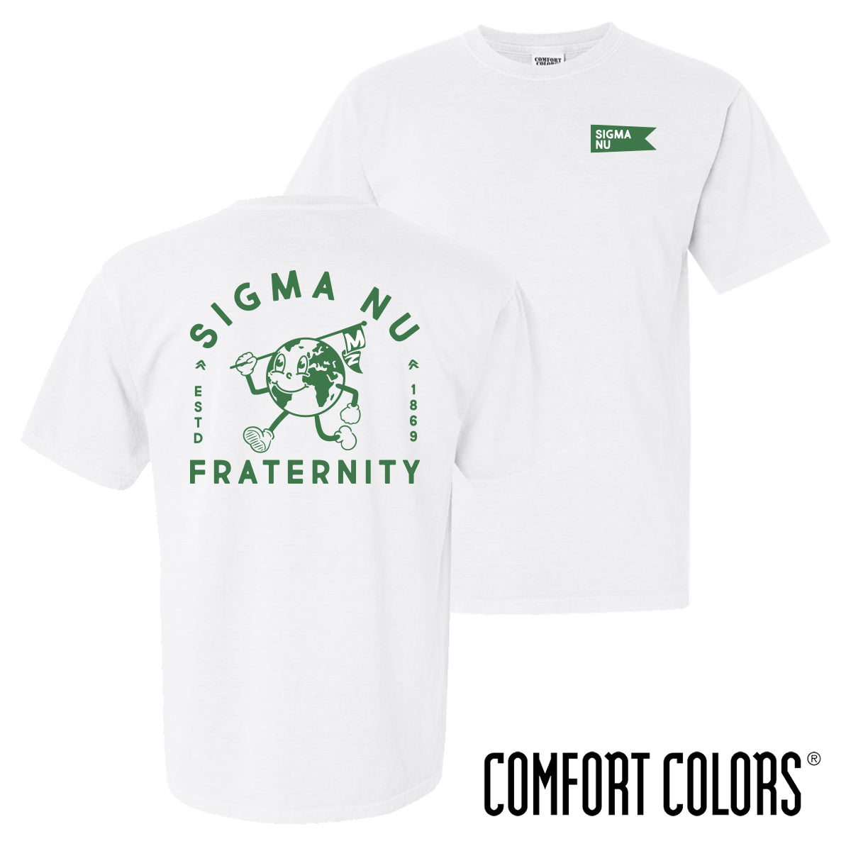 Sigma Nu Comfort Colors Happy Earth White Short Sleeve Tee
